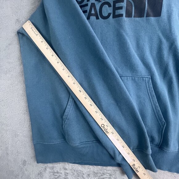 North Face Hoodie Men's Medium Blue Pullover Sweatshirt Outdoor Hiking Workout - Picture 8 of 12